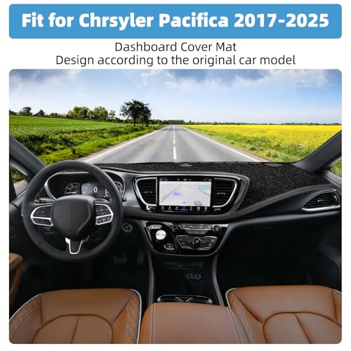 Image of Dash Cover Mat for Chrsyler Pacifica 2017 2018 2019 2020 2021 2022 2023 2024 2025 Accessories Non-Slip Dashboard Cover Mat Sunshade UV Rays Protector Interior Accessories