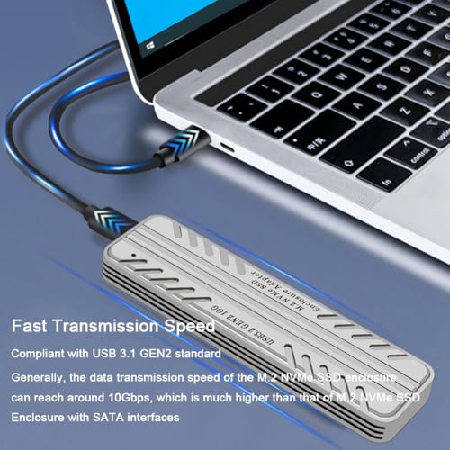 Carcasa externa para SSD M.2 NVMe aluminio plata miniatura 3