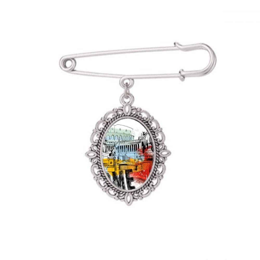 no/noItaly Rome Landscape Roman Theater Brooch Pin Dress Shirt Shawl Clips