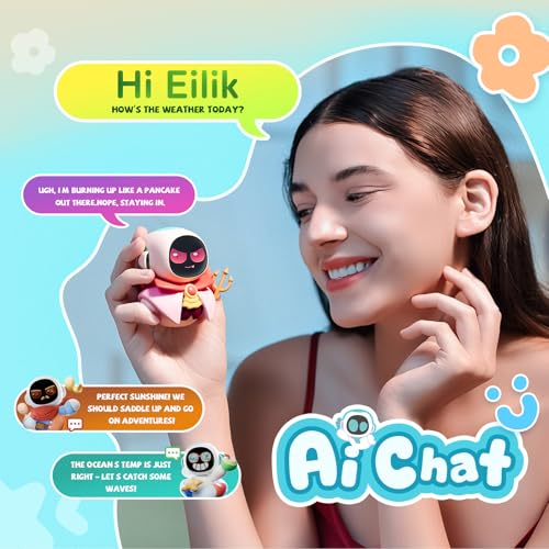 Eiliko Aquamarine - Your Tiny AI Charm Robot with AI, and Matches Every Daily Outfit, Fun Electronic Pendant Toys, Gifts for Couples and Best Friends.