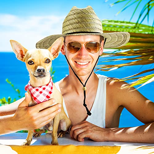 3 Pcs Men's Classic Straw Hat Summer Sun Beach Hat Wide Brim Sun Outdoor Hats For Men And Women (Natural Color) #TOP5