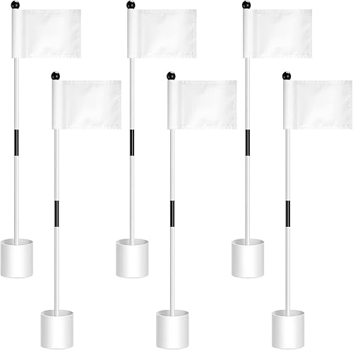 Lenwen Juego de 6 banderas de pines, mini palos de bandera de golf, diseño de 2 secciones para patio