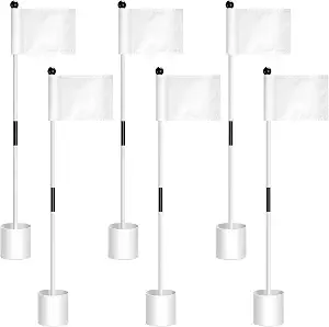 6 Golf Flagstick Set with Putting Green Flags and Hole Cups