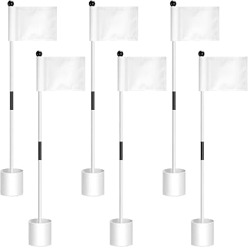 Lenwen 6 Set Golf Flagstick Golf Pin Flag Hole Cup Set Putting Green Poles Nylon Practice Portable Putting Green Gifts for Yard Backyard Garden Driving Range