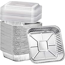 Findful 35 Pack 8x8 Aluminum Pans with Clear Plastic Lids - Square Baking Cake Pans - Foil Pans with Lids - Disposable Food Containers Great for Cooking, Heating, Storing, Prepping Food