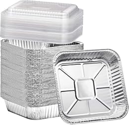 Findful (35 Pack) 8x8 Aluminum Pans with Clear Plastic Lids - Square Baking Cake Pans - Foil Pans with Lids - Disposable Food Containers Great for Cooking, Heating, Storing, Prepping Food