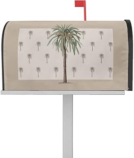 Mailbox Cover Magnetic Summer Beach Coconut Tree Mailbox Covers Standard Size 21x18in,Mailbox Covers Wrap Post Letter Box Cover for Garden Yard Outdoor Decor Tropical Plant Brown