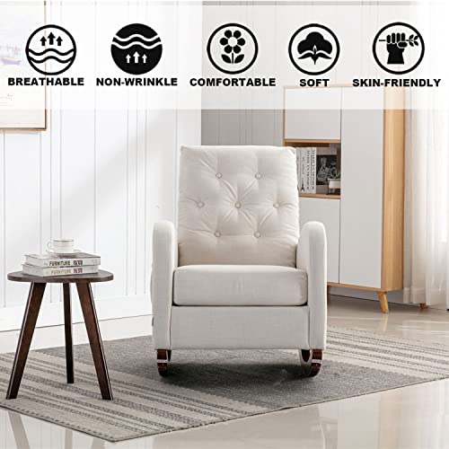 Rocking-Chair-ModernUpholstered-Glider-Rocker-Chair-for-NurseryComfy-Armchair-with-Side-Pocket-for-Living-Room-White Rocking Chair ModernUpholstered Glider Rocker Chair for NurseryComfy Armchair with Side Pocket for Living Room White