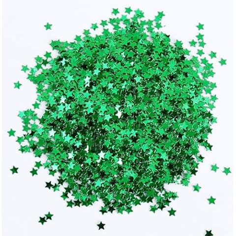 Art Craft Glitter, 3mm Star Sequins Confetti for Nail Art,Slime Supplies, Resin Craft, Home Decoration DIY Cards - 0.35oz (Dark Green on Silver) Cover