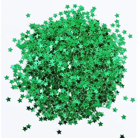 Art Craft Glitter, 3mm Star Sequins Confetti for Nail Art,Slime Supplies, Resin Craft, Home Decoration DIY Cards - 0.35oz (Dark Green on Silver) Cover