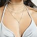 Produktbild Jovono Boho Multilayer Crystal Choker-Halsketten Perlen Strass Anhänger Halskette Kette Schmuck für Frauen und Mädchen (Silber)