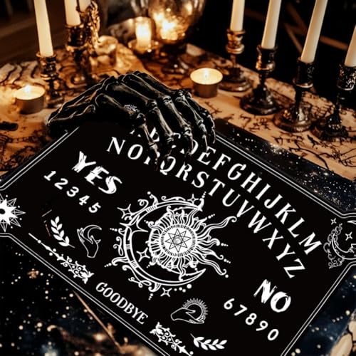 Tabla espiritista negra de madera con planchette 30x21cm miniatura 6