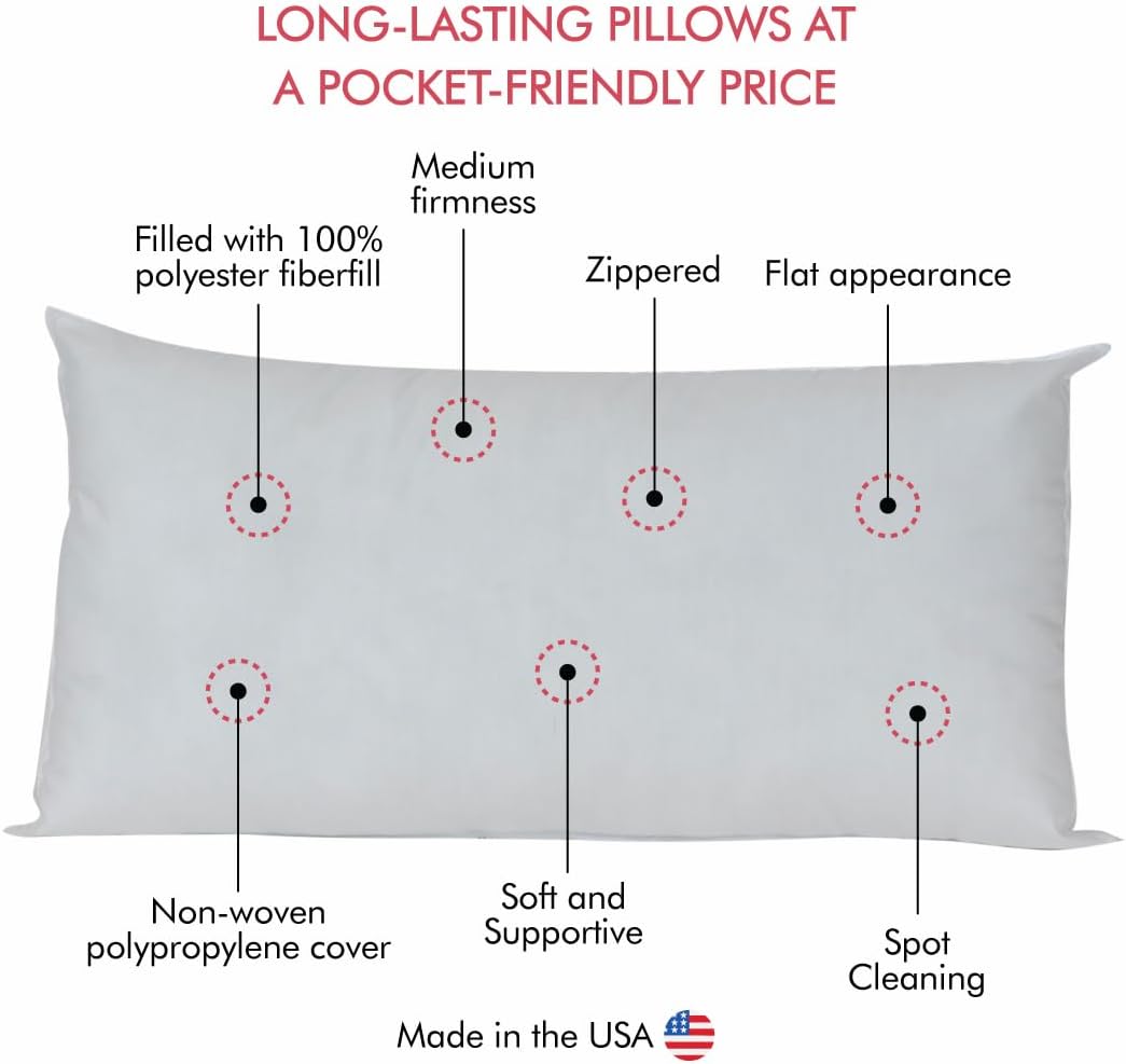 Fairfield Crafter’s Choice, Basic & Personalizable Pillow Form Inserts for Throw, Decorative, Travel, and Bench Pillows, Great for Home Decor, 16" x 38"