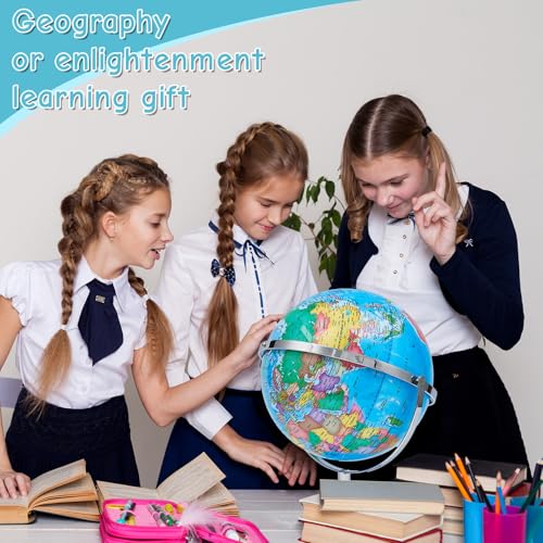 Amylove 13'' Illuminated World Globe for Adults 720°/360° Rotation Rewritable Kids Light-up Globe with Stand World Map for Interactive Learning Light with Base Lamp LED Decor(Metal,Practical) by Amylove - Image 6