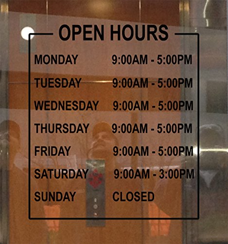 Super-Display Business Open Hours Die-Cut Vinyl Sign For Store Office Window Glass Door Decal Sticker (12"Wx 14"H) #TOP1