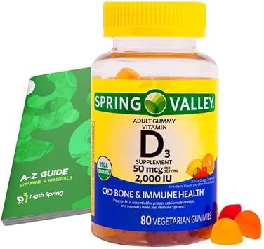 Vitamin D3 Gummy, 2000 IU, 80 Ct + Vitamins & Minerals - Better Lighte&Spring Guide A to Z for Immune & Bone Health |Orange, Lemon & Strawberry 1 Pack 80 Ct