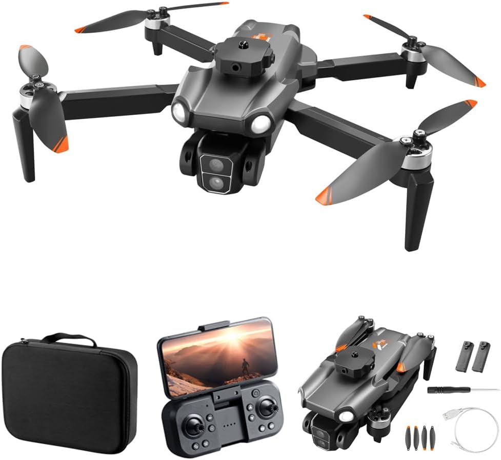S119 Drone with Camera, 8K Brushless Motor Drones for Adults, FPV RC Quadcopter with 3D Flips, Obstacle Avoidance, Optical Flow Positioning, Trajectory Flight, Carrying Bag, 2 Battery (Grey)