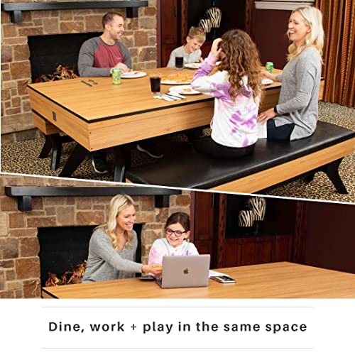 Freetime Fun Carson 7-Ft 3 In 1 Multi Game Table Featuring Pool Dining Table And Table Tennis Table; Storage Benches And Upgraded Accessories Kit Included #TOP3