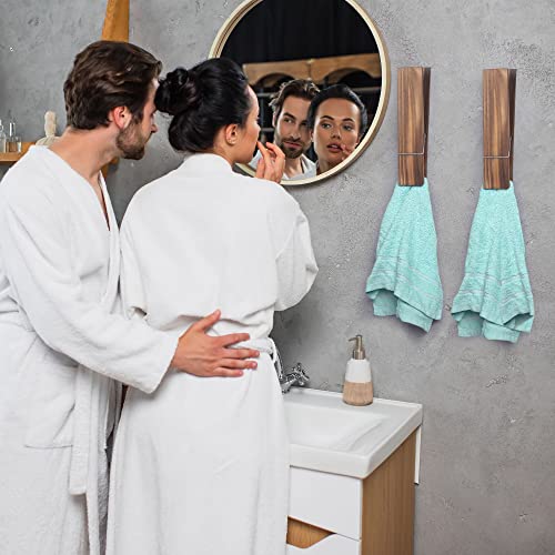 Jumbo Clothespin Bathroom Towel Holder - 2 Pieces Giant Clothespins 12 Inch - Wooden Towel Racks For Bathroom Wall Mounted And Adhesive - Rustic Towel Rack - Farmhouse Towel Holder Laundry Decor #TOP4