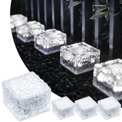 MEDOYOH 4PCS Cool White Light Solar Light PVC Brick