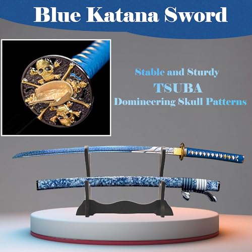 Sj Shi Jian Real Katana Sword Sharp Japanese Samurai Swords,Blue Martial Arts Swords,Full Tang Katana High Carbon Steel,Gift For Men To Collect thumb #2