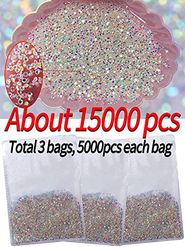 Warmfits 15000Pcs 1.2Mm Ultra Mini Crystals Beads Glass Sand Nail Micro Beads Diamond Dust Iridescent Crystal Ab Colorful Shine For Nail Art 3D Decorations Diy Craft #TOP5