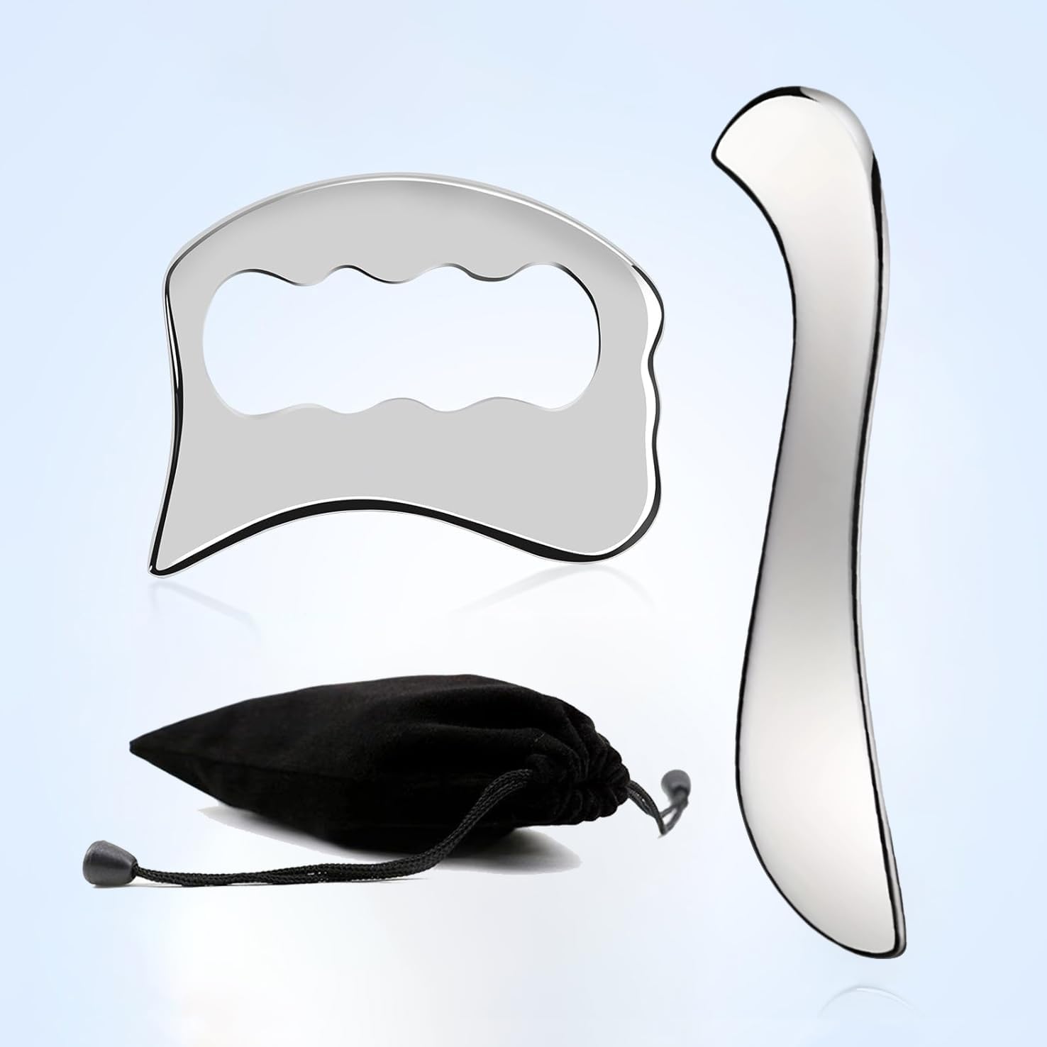 2-in-1 Stainless Steel Gua Sha Muscle Scraper Tool Myofascial Scraping Tools for Physical Therapy,Lymphatic Drainage Massager IASTM Tools Soft Tissue Massage Tool Used for Face Arms Neck Shoulder