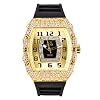 Techno Pave Men's 41mm Iced Out Tonneau Shape Watch, Numeral Dial