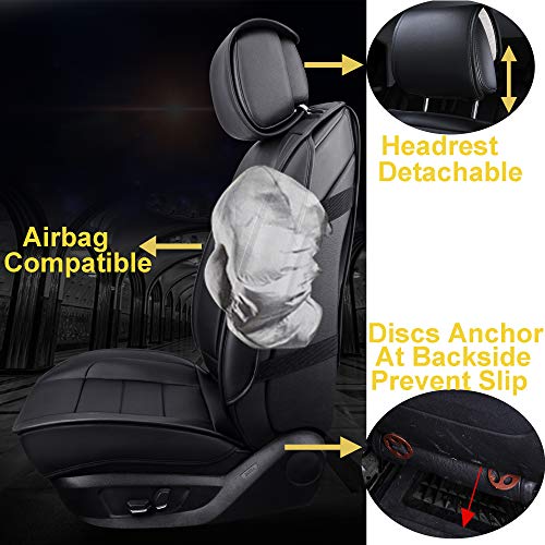 Inch Empire 2 Front Car Seat Cover-Simple Style Water Proof Leatherette Cushion Universal Fit For Sedan Suv Truck Hatchback Durable Use(2 Front Black Line) #TOP2
