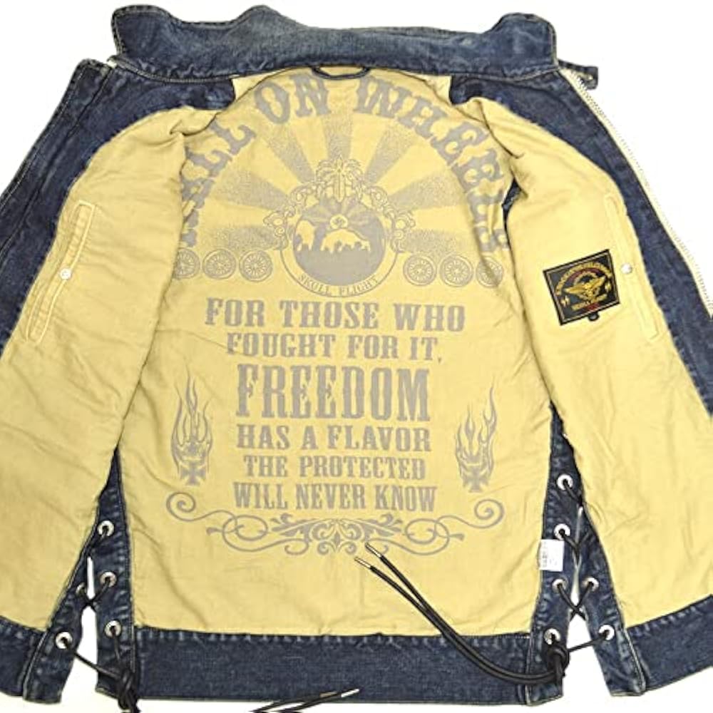 スカルフライトデニムベストサイズ40 Amazon | [スカルフライト] サイドジップベスト ダメージ デニム