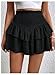 SHENHE Women's Summer High Waist Smocked Ruffle Skirt Skort Layered Flowy Shorts Skort Black XX-Small
