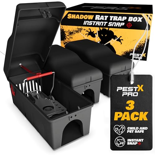 Pest-X Pro Shadow Professional Rat Trap Box - 3X, Safe For Kids & Pets, Heavy Duty Rodent Trap Station, Reusable & Easy To Set For Indoors & Outdoors, Rat Traps That Eliminate Instantly option