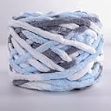 1-Ply Chunky Polyester Yarn – 3.2oz/90g, 54.7yd/50m, for 7 Needles & 3.0-4.0mm Crochet Hooks for Scarf Hand Knitting & Crochet Weaving DIY Craft, Blue, White, Gray
