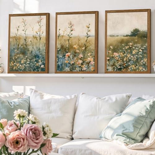 AVECCO 3 Pieces Vintage Wildflower Field Wall Art Framed Canvas 12x16 inch by AVECCO - Used condition - Image 4