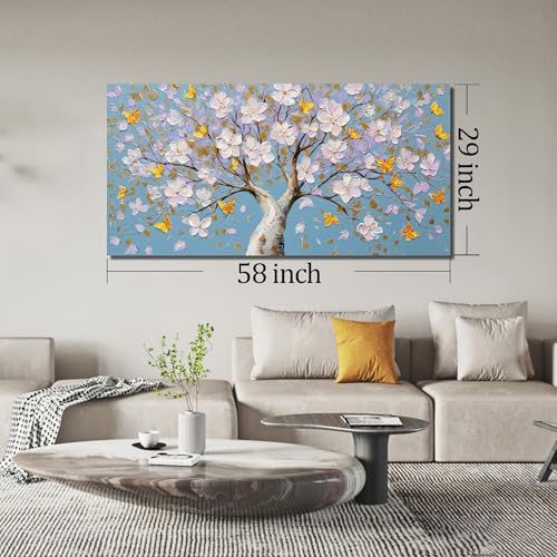 SKYRISE Tree Canvas Wall Art for Living Room, Blue and Purple Picture Wall-Decor for Bedroom Printed Painting Artwork Decoration Large Size 58x29 Inches — view 3