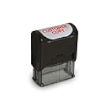 Self Inking Rubber Stamp, Refillable Red Ink Preinstalled with Popular Business Phrases (Customer Copy)