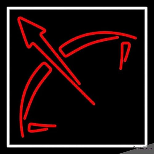 Neon Signs for Wall Decor Red Sagittarius Logo White Border Handmade Art Sign Neon Glass Tubing