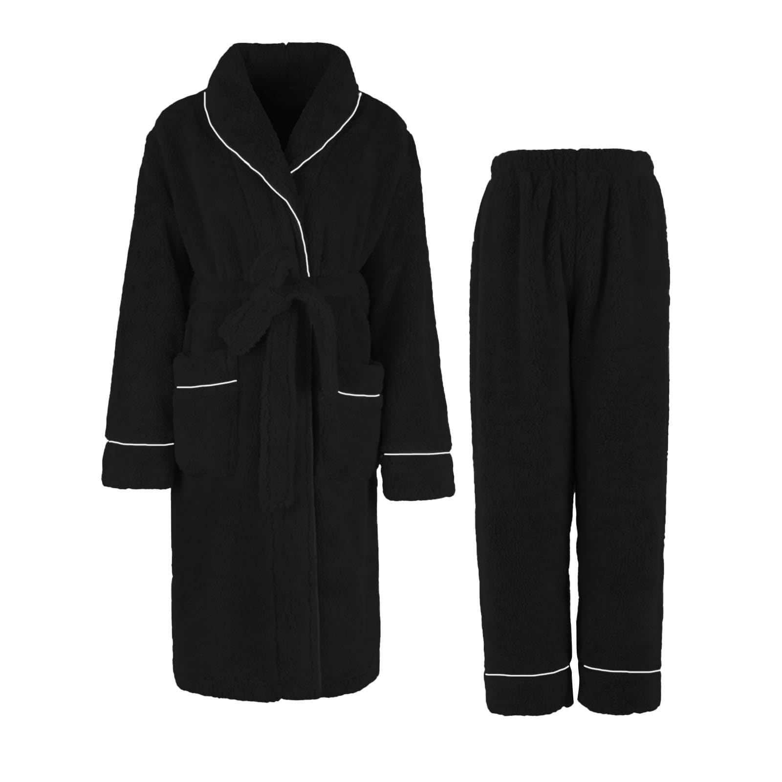 Generisch Nachtwäsche Herren Zweiteiliges Set Frühlingherbst Warmes Pyjama- Pyjama-Set für Herren Dicker doppelter Baumwollmischung Winterkleidung für Paare Herren Nachtwäsche Party