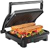 Chefman Prensa para Panini y Sandwichera Gourmet con Placas Antiadherentes, se Abre 180° para Ajustarse a Cualquier Tipo o Tamaño de Alimento, Superficie de Acero Inoxidable y Bandeja Recogegotas Extraíble, 4 Porciones, Negro 2