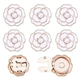 PH PandaHall 8pcs Boutons Fleur Nacrés Pépite de Fleur Boutons Manchette Élégants Roses Fermoirs Broderie Fleur Blouses Bouton Manchette pour Femmes Chemise Châle Costume Mariage Fête, Blanc, 20mm