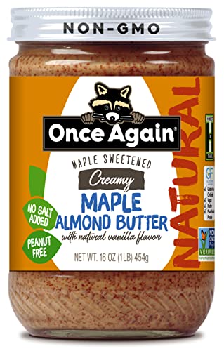 Once Again Natural Creamy Maple Almond Butter With Natural Vanilla Flavor, 16Oz - Gluten Free Certified, Peanut Free, Vegan, Kosher, Paleo - Glass Jar #TOP14