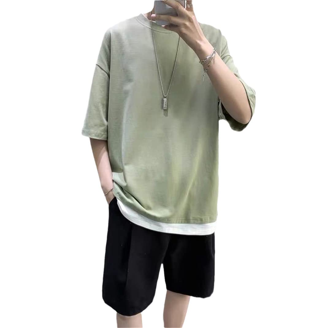 Ensemble t-shirt patchwork homme vert pour les journées d'été