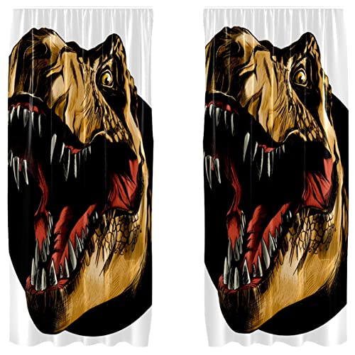 Cortinas opacas de microfibra infantiles dinosaurio angry 55x84 pulgadas dos paneles 2