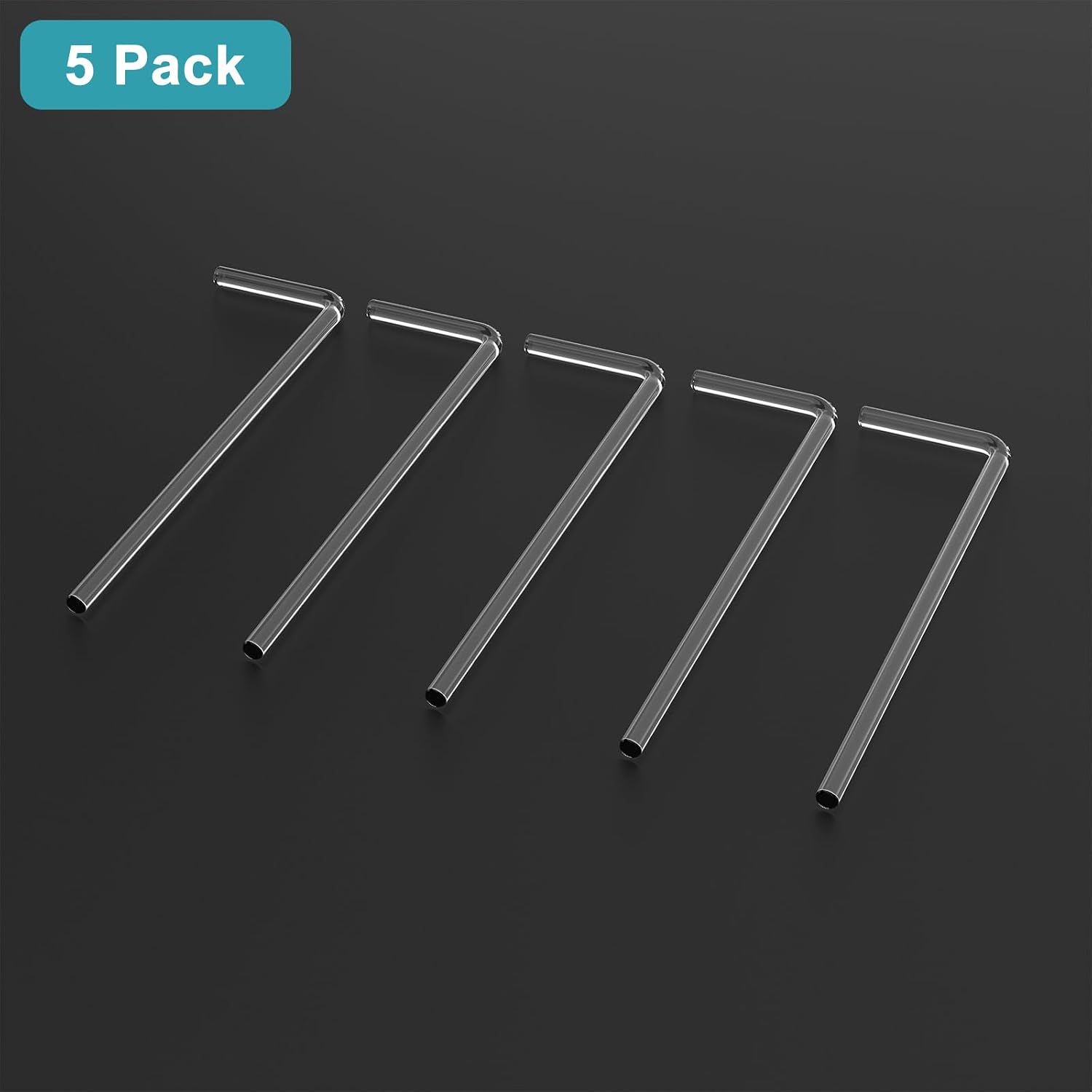 stonylab L-Shaped Glass Spreader Rod, 6x160 mm, Borosilicate Glass Coating Tool for Laboratory Use, Reusable Spreader Accessories, 5 Pack