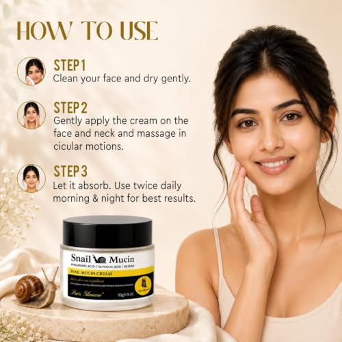 Image of Snail Mucin Face Cream, 50ml | All-in-One Wrinkle Care, Firming & Brightening, Lightweight, Non-Sticky Formula, Anti-Aging & Skin Repair