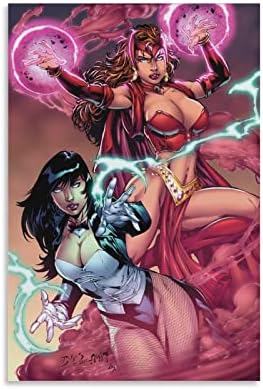 ASDFS Comic Wall Art Zatanna Zatara and Scarlet Witch Poster Prints on Canvas for Livingroom Bedroom Bathroom Office Paitngs Home Kitchen Painting Wall Decor 08x12inch(20x30cm)