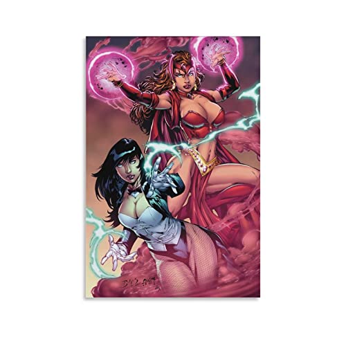 Asdfs Comic Wall Art Zatanna Zatara And Scarlet Witch Poster Prints On Canvas For Livingroom Bedroom Bathroom Office Paitngs Home Kitchen Painting Wall Decor 08X12Inch(20X30Cm) #TOP29