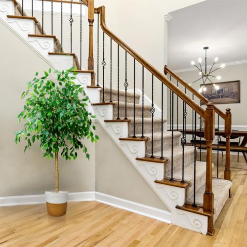 Homeplants Artificial Ficus Tree, 6ft Fake Ficus Leaves Plant with Woven Basket, Perfect Silk Tree for House Decor Office Home Living Room Floor Indoor Outdoor by Homeplants - Used condition - Image 6
