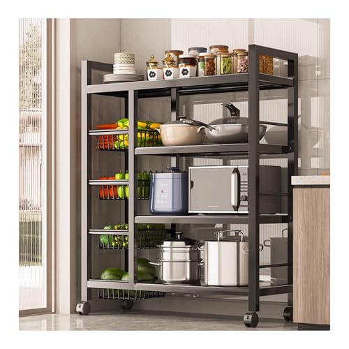 Estante de almacenamiento de 4 niveles con cestas y soporte desmontable 3