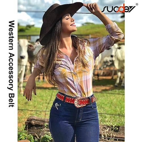 Image of SUOSDEY Women Men Rhinestone Belt Unisex Sequin Strap Bling Crystal Western Studs Glitter Luxury Belt for Jeans Pants Dress